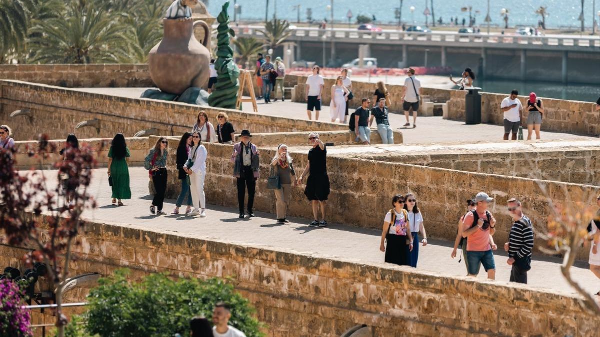 Varios grupos de turistas en Mallorca.