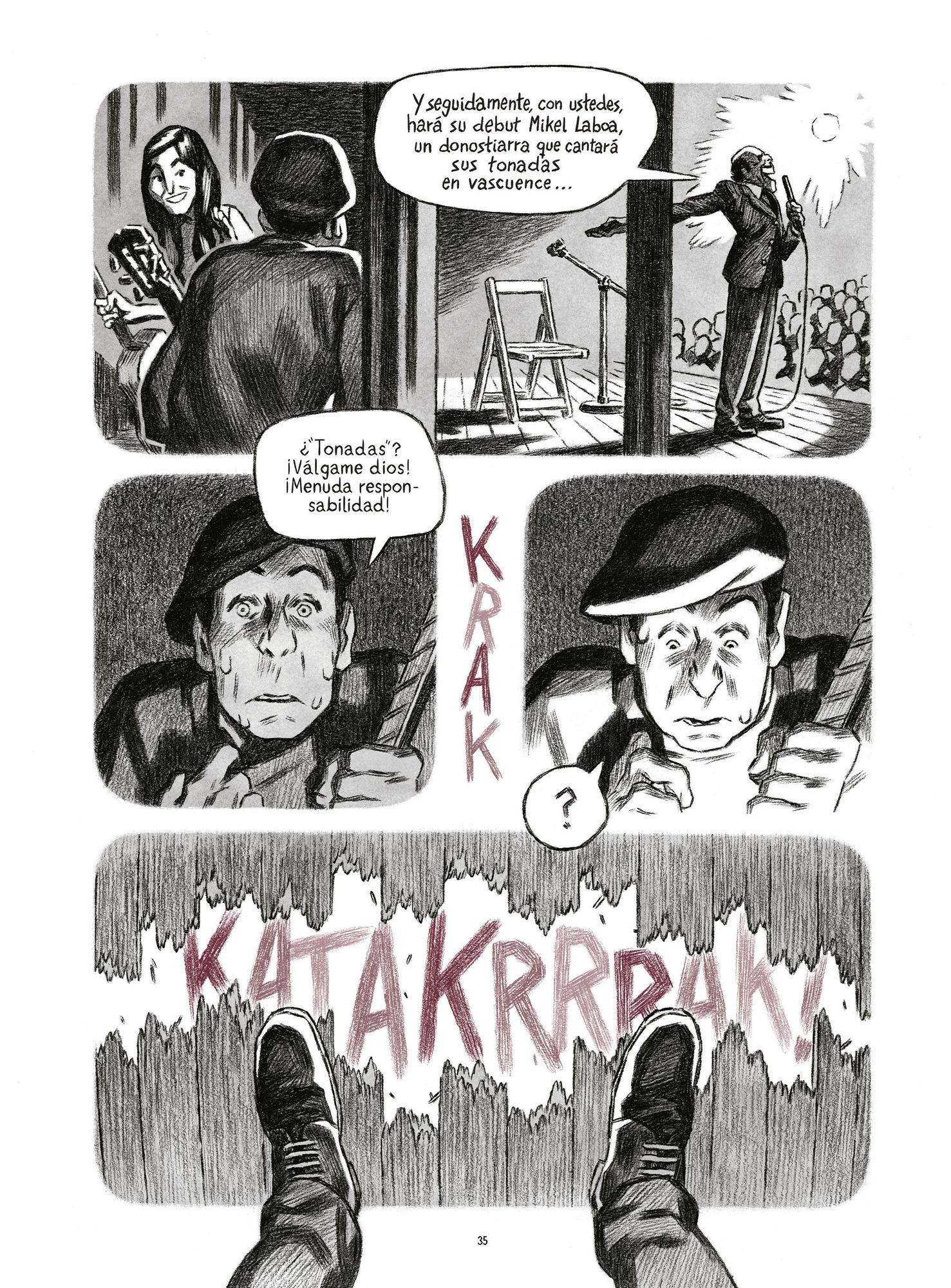 Una viñeta del cómic 'Yo no soy Mikel Laboa'.