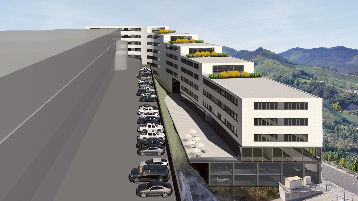 Proyección del edificio que Sprilur plantea en el polígono Erisono de Eibar.