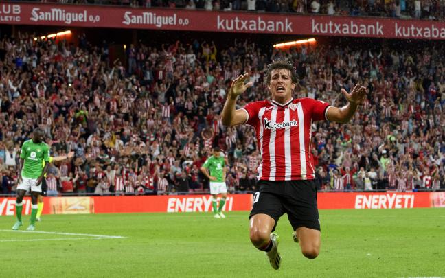 Unai Gómez celebra su primer gol con el Athletic / Athletic Club Unai Gómez celebra su primer gol con el Athletic / Athletic Club