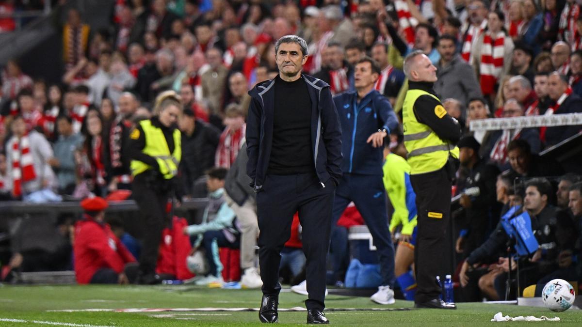Ernesto Valverde durante el encuentro ante el Getafe el pasado sábado. Foto: PANKRA NIETO