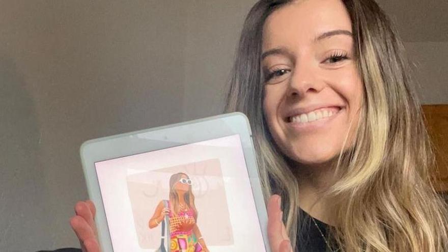 Elene Agirrezabal muestra una ilustración.