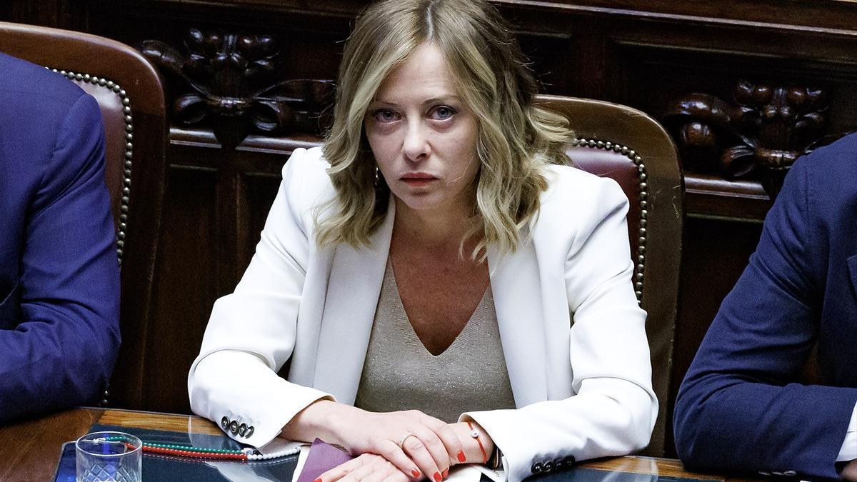 La primera ministra italiana, Giorgia Meloni, asiste a una sesión de la Cámara de Diputados