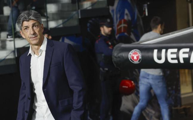 Imanol, en el encuentro ante el Midtjylland jugado en Anoeta. / JAVIER ETXEZARRETA