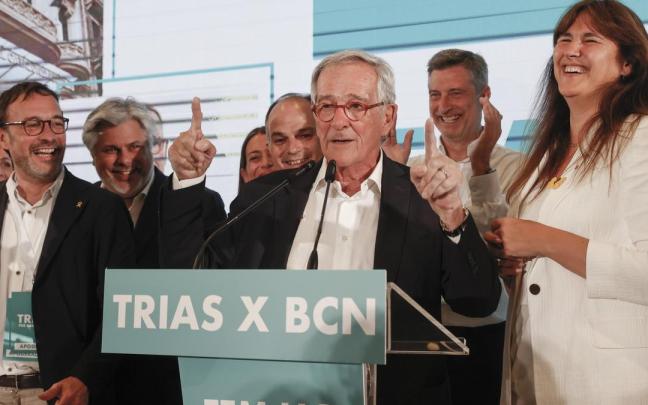 Xavier Trias, celebrando su victoria en Barcelona.