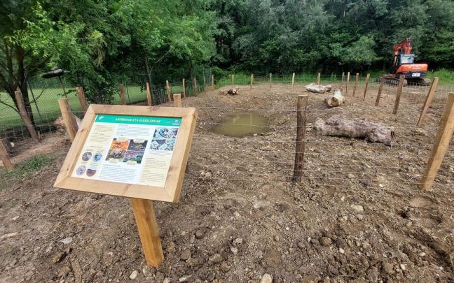 La nueva charca para anfibios creada en Artziniega