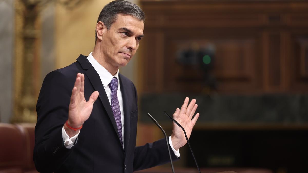 Sánchez, durante su intervención en el Congreso.