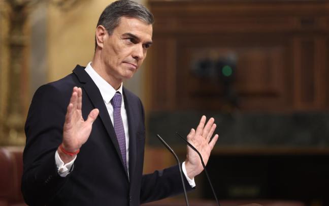 Sánchez, durante su intervención en el Congreso.