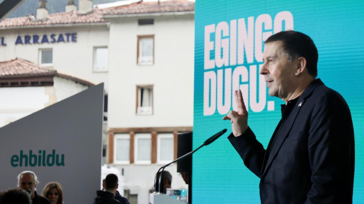 El coordinador general de EH Bildu, Arnaldo Otegi, en un acto de EH Bildu el pasado domingo.