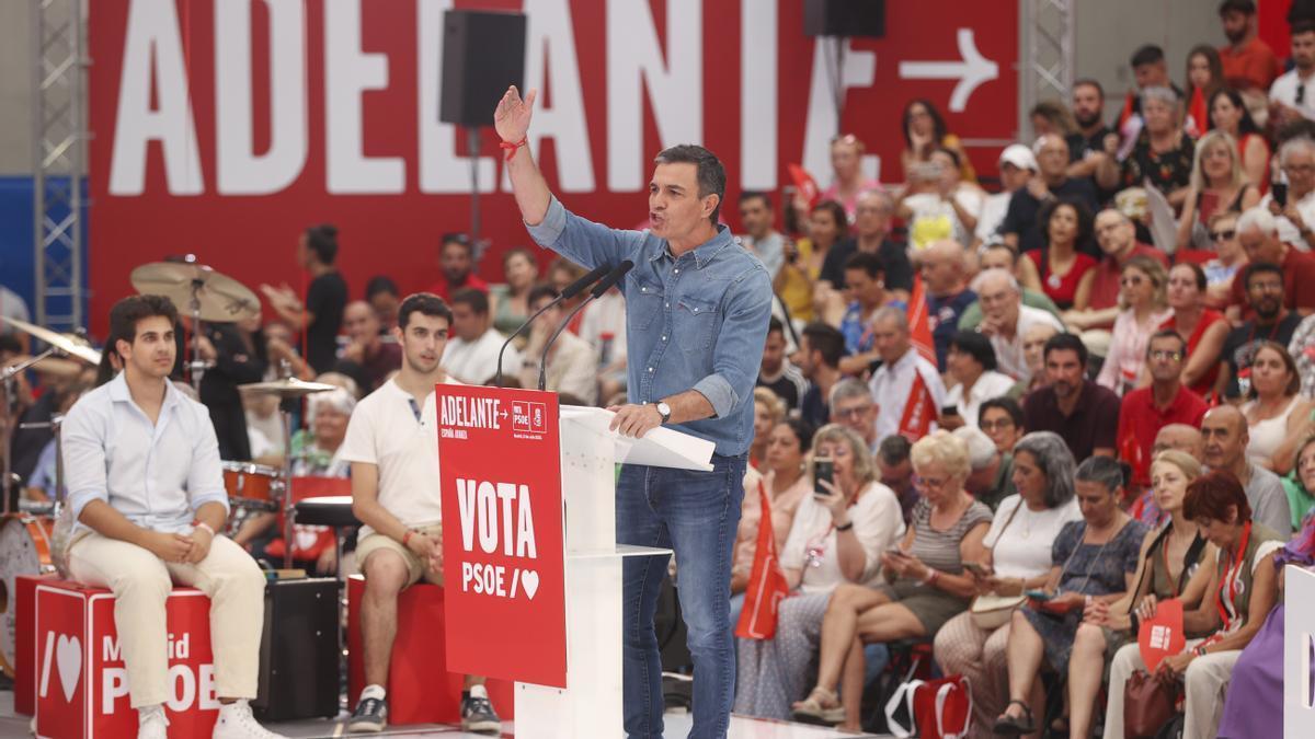 Pedro Sánchez, en el acto de cierre de campaña del PSOE celebrado en Getafe.