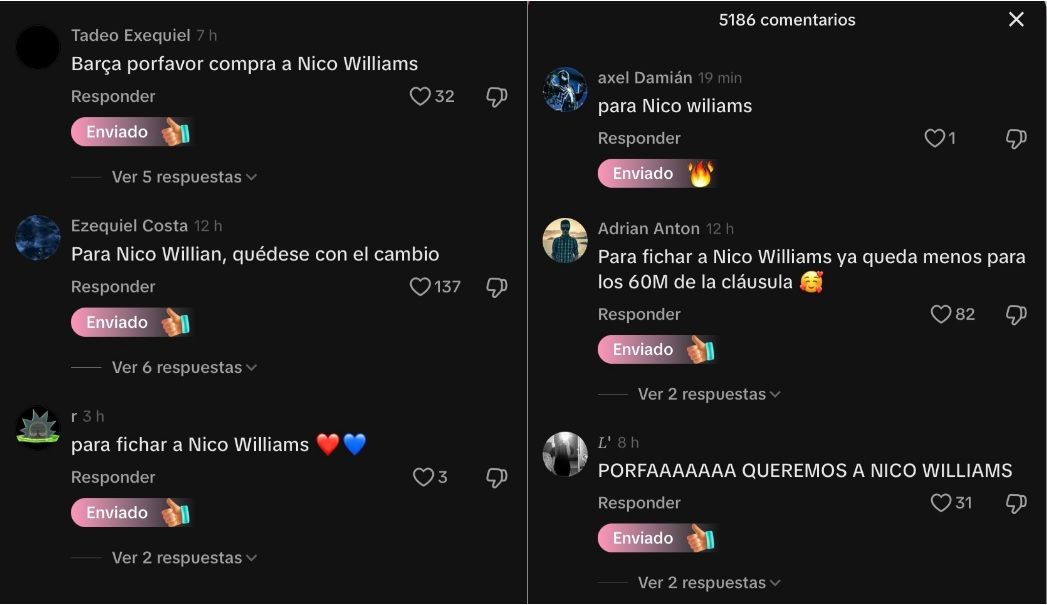 Donaciones de los aficionados del FC Barcelona en Tik Tok.