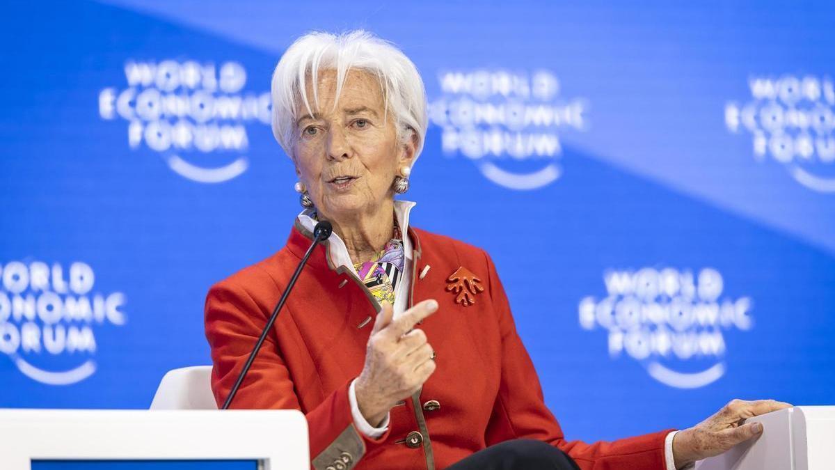 La presidenta del Banco Central Europeo, Christine Lagarde, en el Foro Económico Mundial, celebrado en Davos (Suiza).