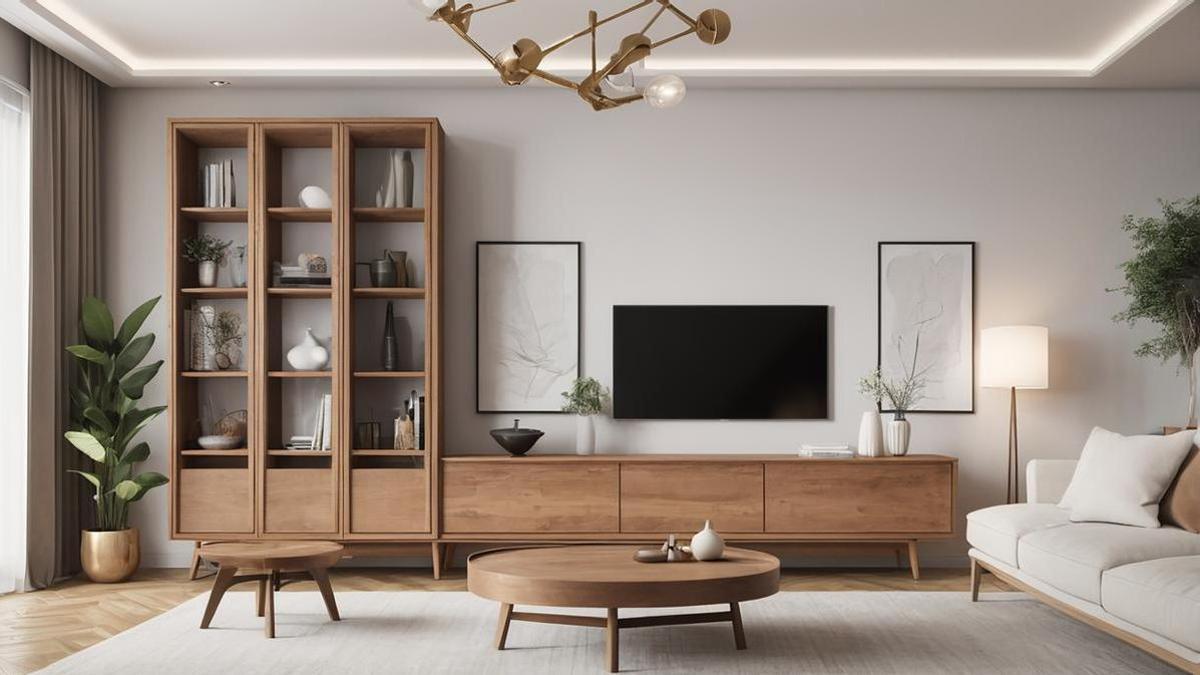 Mueble del salón ordenado y sin ruido visual.