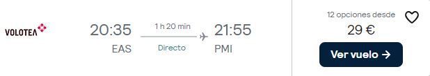 Vuelo de Hondarribia a Palma de Mallorca por 29 euros el 1 de junio.