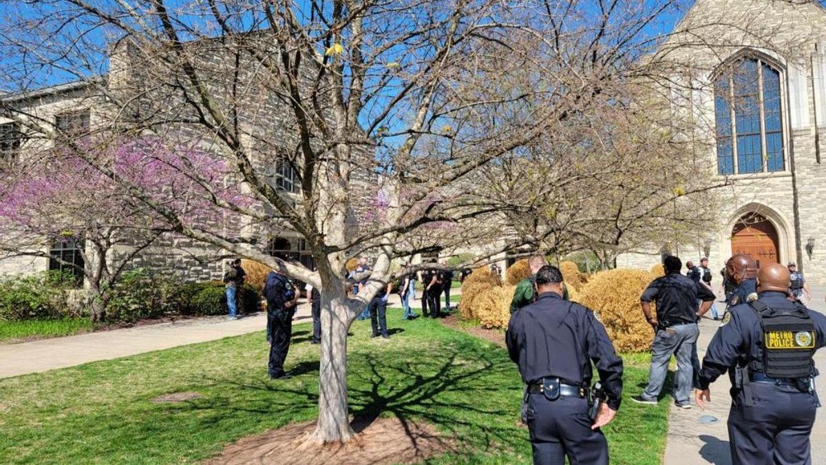 La Policía de Nashville en el lugar del ataque.