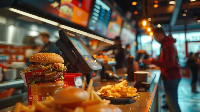 El interior de una hamburguesería.