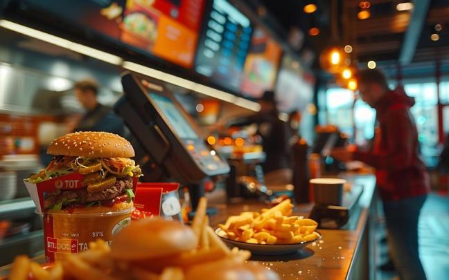 El interior de una hamburguesería.