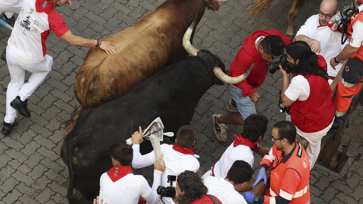 Imagen del último encierro de los Sanfermines.