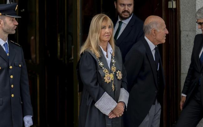 La presidenta del Tribunal Supremo y del Consejo General del Poder Judicial, Isabel Perelló, en el acto solemne de apertura del año judicial 2026-2027.