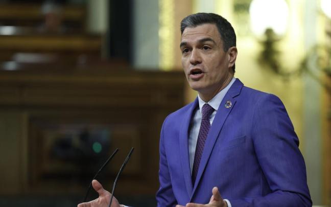 Pedro Sánchez durante su intervención en el debate de la moción de censura presentada por Vox.