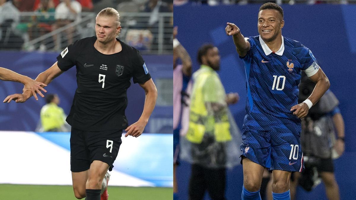 Los jugadores Erling Haaland y Kylian Mbappé en el Mundial 2026.