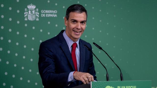 El presidente del Gobierno, Pedro Sánchez, durante el acto de clausura de la presentación de la propuesta de Plan Social para el Clima.