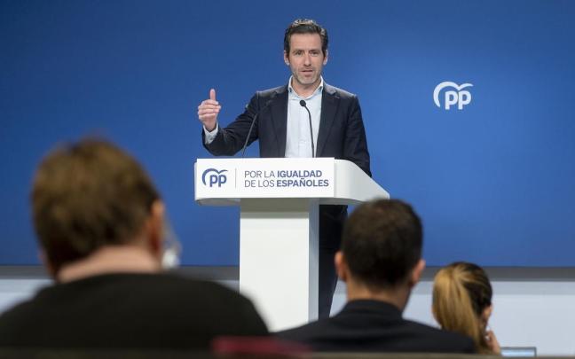 El portavoz del Partido Popular, Borja Sémper, durante la rueda de prensa posterior a la reunión del Comité de Dirección del PP de este lunes. / EP El portavoz del Partido Popular, Borja Sémper, durante la rueda de prensa posterior a la reunión del Comité de Dirección del PP de este lunes.