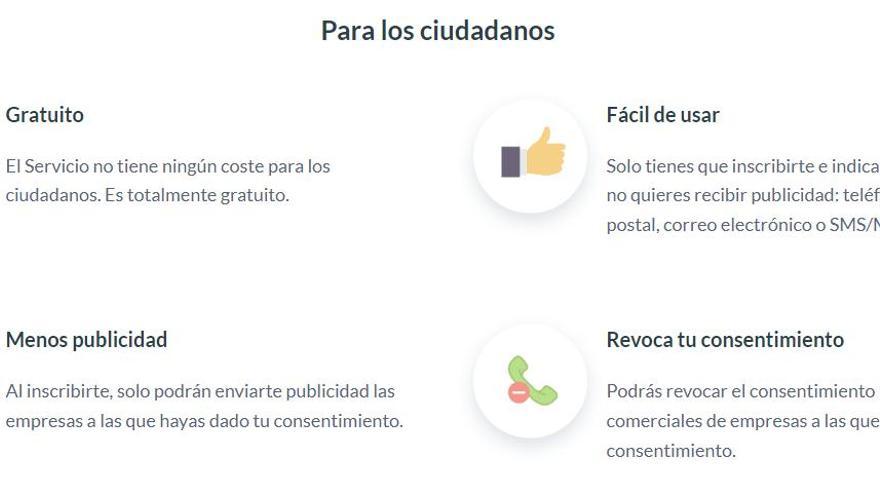 Características de la Lista Robinson