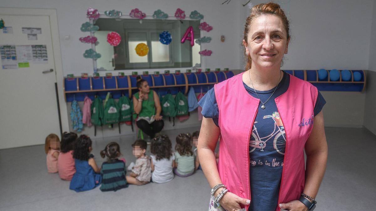 Aitziber Aguirre, presidenta de la Asociación de Escuelas Infantiles Autorizadas Haurpribi, en su escuela en Barakaldo.