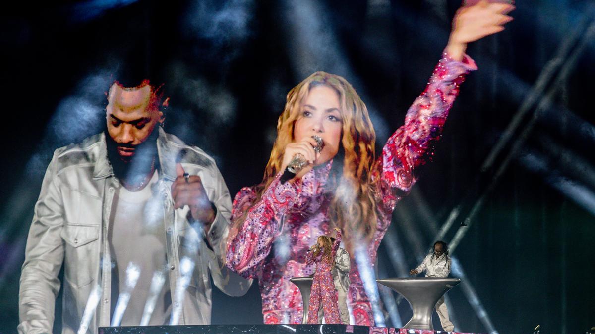 Shakira, durante el primero de sus conciertos en Madrid.