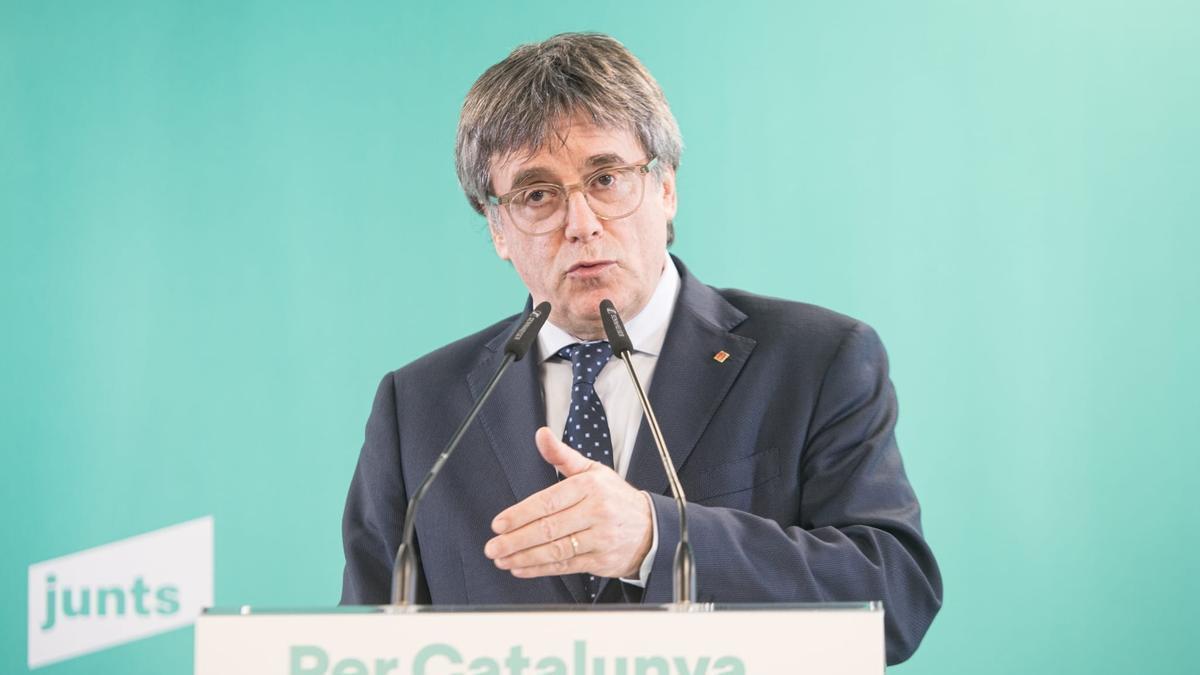 El presidente de Junts, Carles Puigdemont, comparece en Perpignan (Francia) tras reunir a la ejecutiva del partido