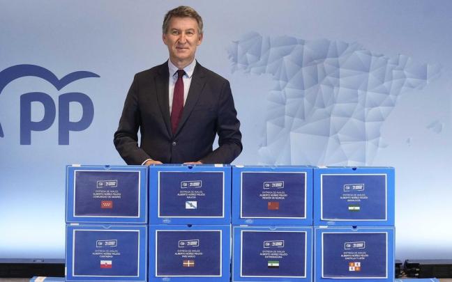 El líder del PP, Alberto Núñez Feijóo presenta más de 94.000 avales para revalidar su liderazgo en el PP / PP El líder del PP, Alberto Núñez Feijóo presenta más de 94.000 avales para revalidar su liderazgo en el PP