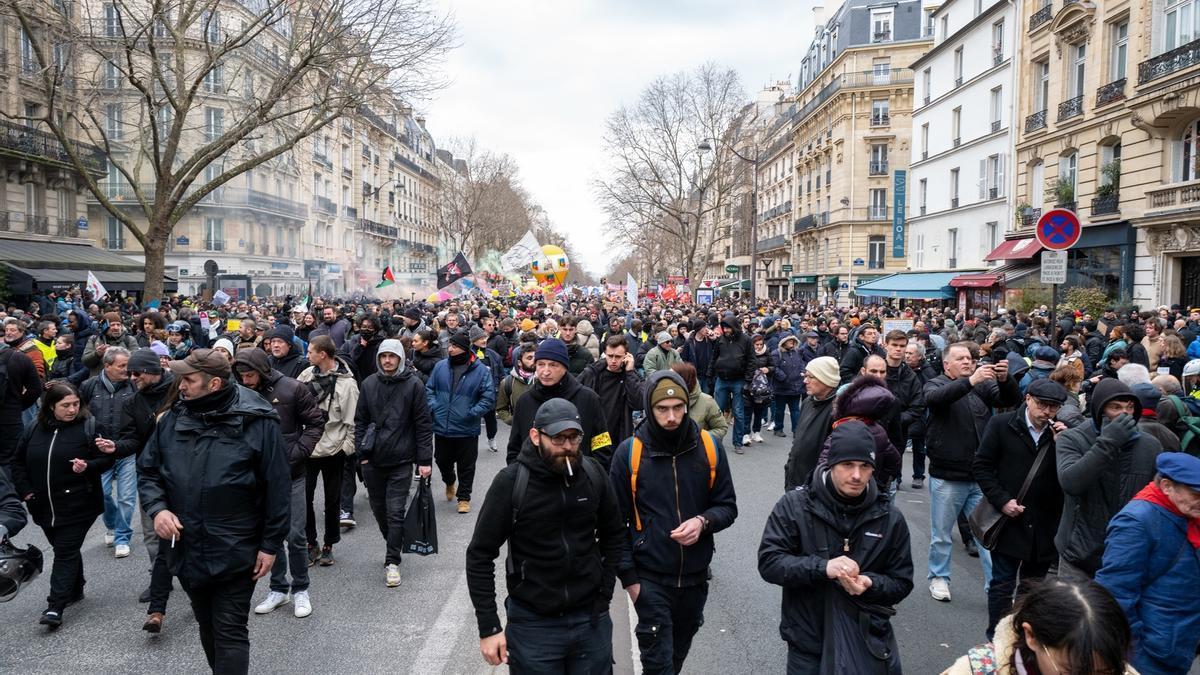 Foto de archivo de las protestas contrarias a la reforma de las pensiones en Francia.