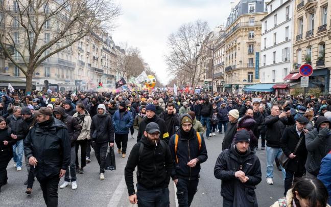Foto de archivo de las protestas contrarias a la reforma de las pensiones en Francia.