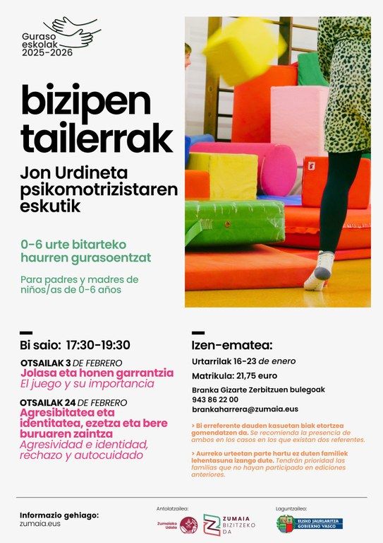 Cartel de los talleres de Zumaia.