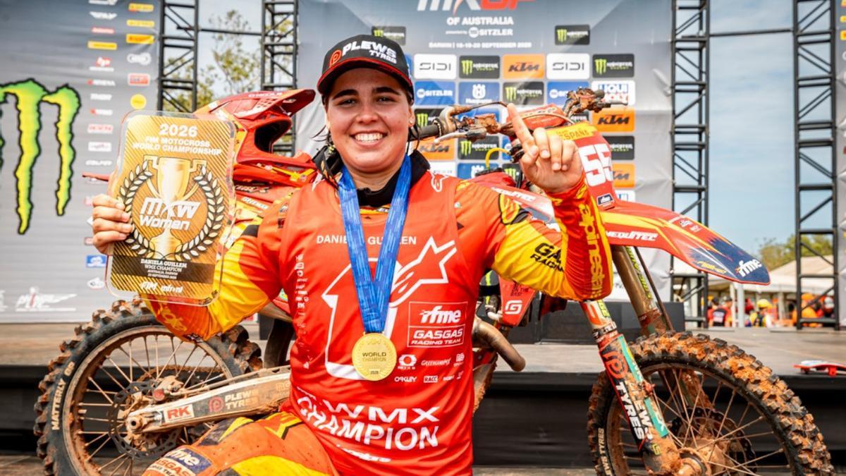 Daniela Guillén, primera mujer española campeona del mundo de motocross.
