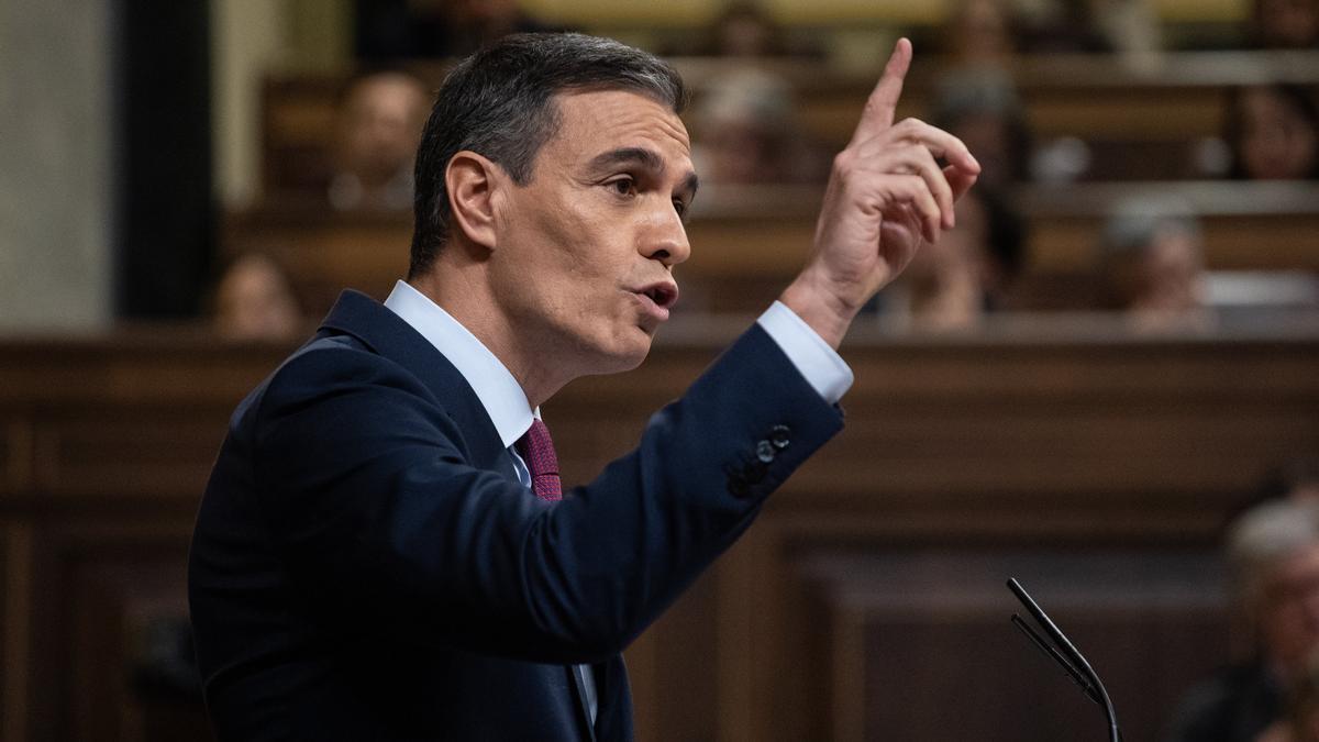 Pedro Sánchez, durante su discurso de investidura