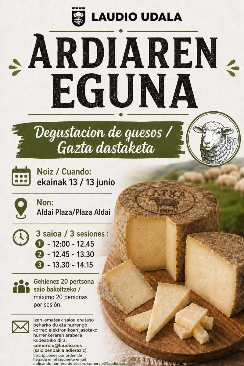 Cartel de la cata de quesos del Ardiaren eguna en Laudio