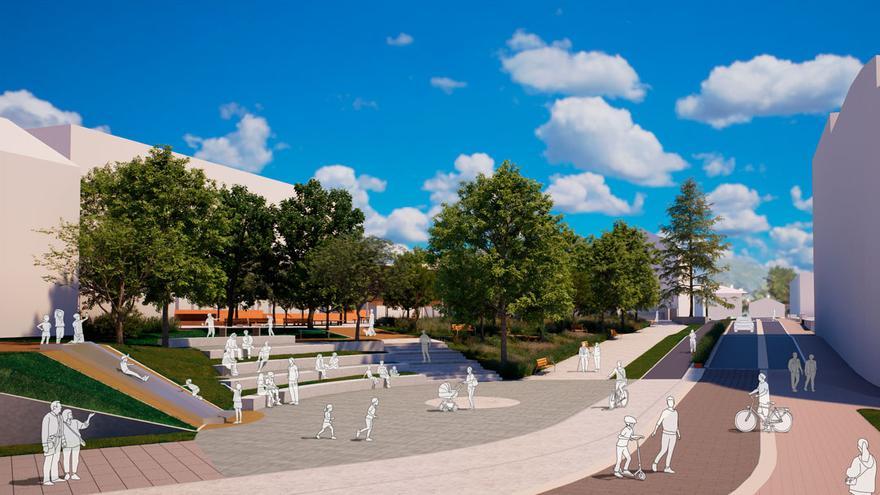 Montaje que muestra la integración del parque en el entorno.