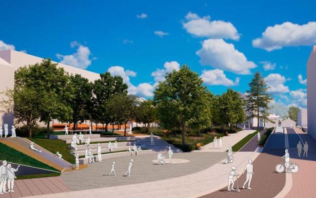 Montaje que muestra la integración del parque en el entorno.