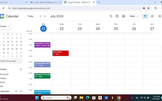Planificando una semana con el Google Calendar.