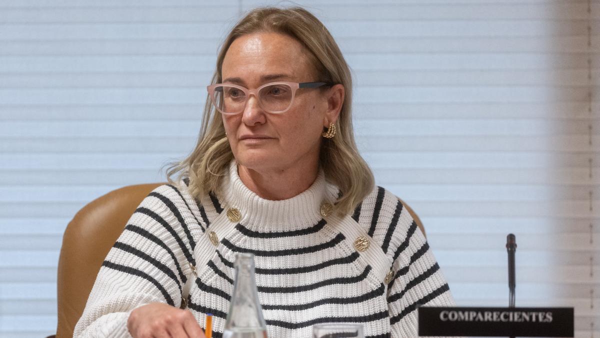 La interventora de la UCM, María Elvira Gutiérrez-Vierna, durante la Comisión de Investigación en la Asamblea de Madrid.