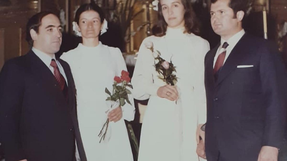 Jesús Mari, Gema, Itziar y Patxi, el día de su boda.
