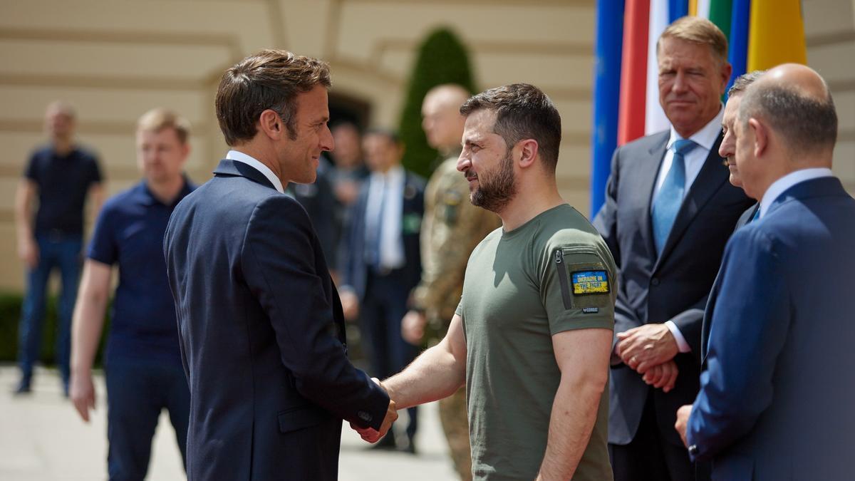 Macron y Zelenski durante un anterior encuentro.