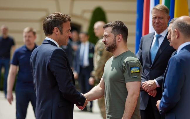Macron y Zelenski durante un anterior encuentro. Macron y Zelenski durante un anterior encuentro.