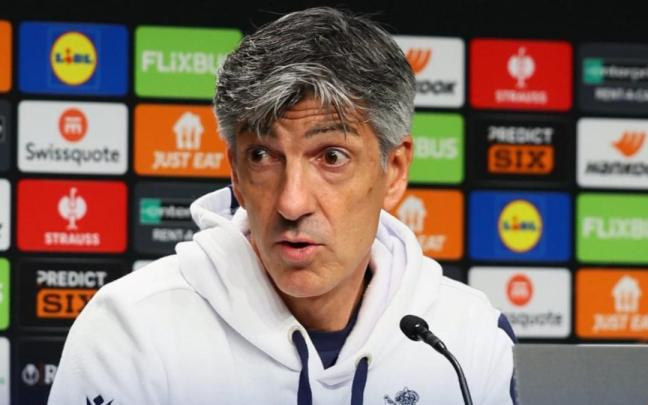 Imanol Alguacil, en su rueda de prensa. / R.S.