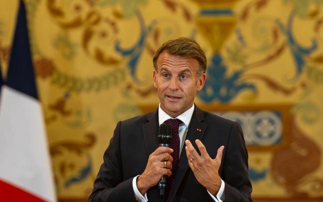 El presidente de la República Francesa, Emmanuel Macron, durante el acto 'La democracia en Europa en la era digital' en Madrid