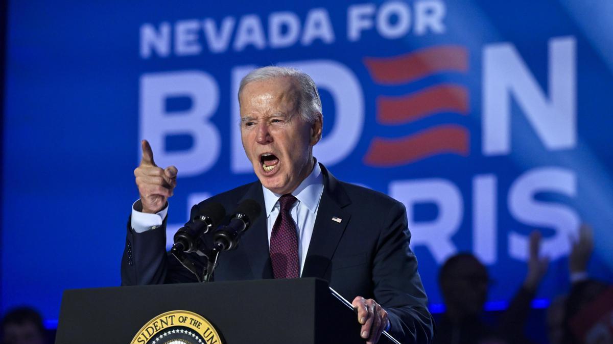 El presidente estadounidense, Joe Biden, haciendo campaña en Nevada.