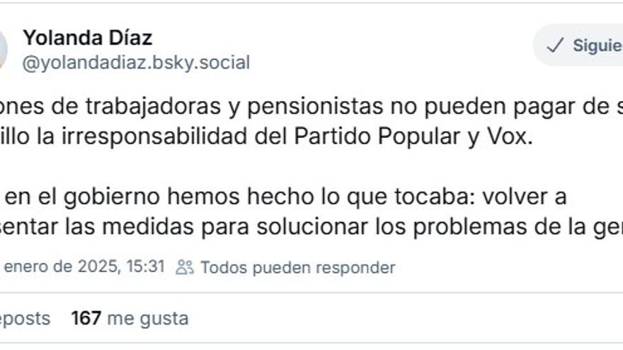 Yolanda Díaz en Bluesky