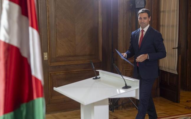 El lehendakari, Imanol Pradales, en una anterior comparecencia en Ajuria Enea